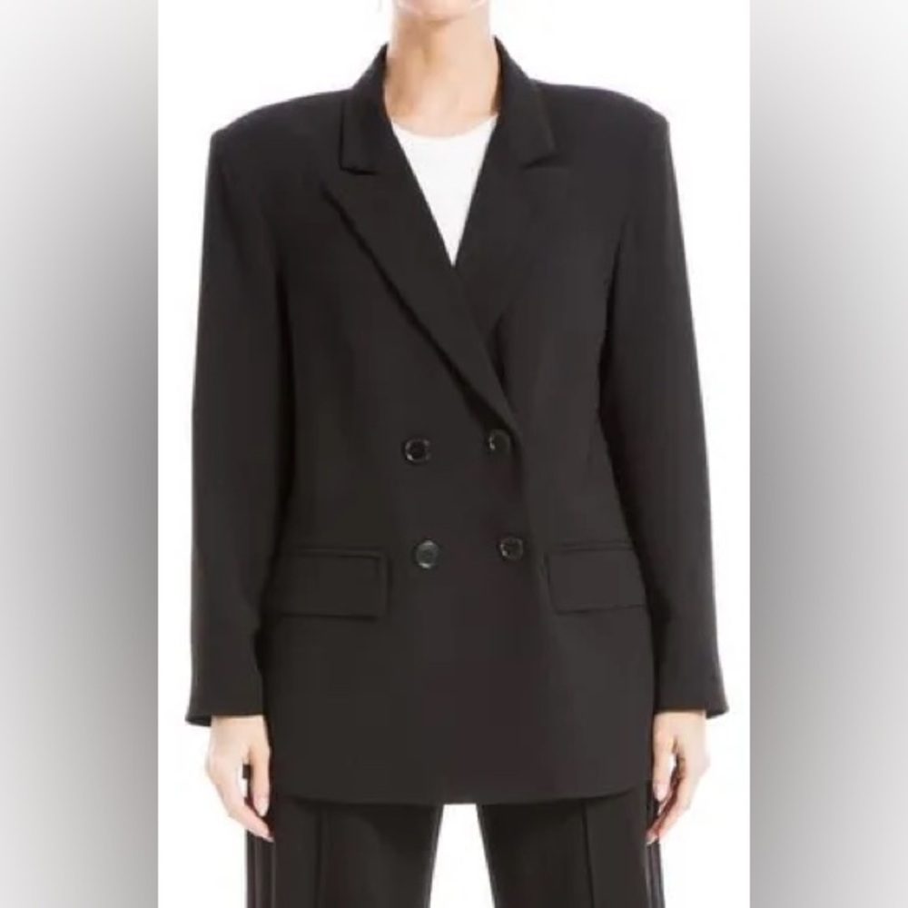 Max Studio Oversize Double Breasted Blazer Size Small Black